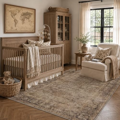HelloTree 4x6 Vintage Washable Non-Slip Low Pile Area Rug