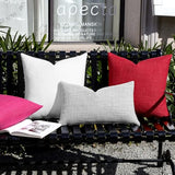 Artscope Outdoor Waterproof Throw Pillow Covers 16x16 Inch Decorative Linen Outdoor Pillows Cushion Case for Patio Couch Sofa - Red