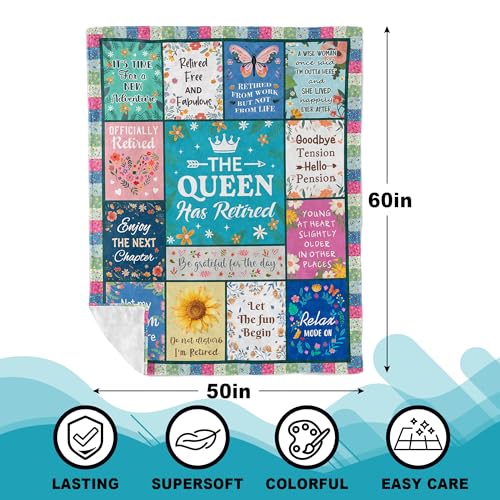 Retirement Gift for Woman, Cool Retirement Gifts Women, Retirement Party Decorations, Funny Retired Gifts for Nurse/Teacher/Coworker/Mom, Soft Blanket 60x50in