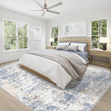 XLUEZ 8x10 Area Rugs for Living Room, Washable Modern Abstract Large Area Rug Neutral Soft Non Slip Kids Rug Stain Resistant Indoor Carpet for Bedroom Nursery Dining Children's Room(Blue, 8'x10')