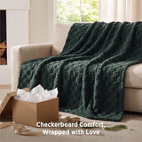 Bedsure Checkered Fleece Throw Blankets for Bed/Couch, Green,50"×70"
