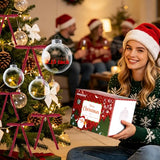 3.15 inch Christmas Balls with Velvet Bows,Clear Plastic Ornament Balls,DIY Fillable Ornaments Clear Ornaments for Crafts Fillable (12PCS)