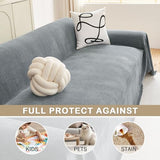 hyha Couch Cover for Dogs, Boho Sofa Covers for 3 Cushion Couch Washable, Chenille Sofa Slipcover for Pets, Soft Loveseat Sectional Couch Throw Blankets with Tassels (Grey, 71x118 Inch)
