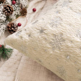 MIULEE Christmas Decorations Pillow Covers 20x20 Beige Silver Snowflake
