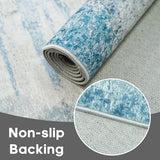2x6 Abstract Kitchen Rug Runners: Washable Hallway Non Slip Runner Blue