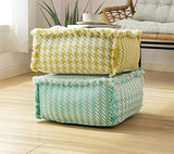 MOCOFO Decoration Cotton Unstuffed Woven Pouf Covers Square Footstool Pouf Ottoman for Living Room,Bedroom,Patio(Yellow,40x40x20cm)