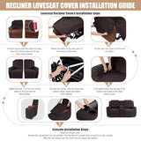 VANSOFY Recliner Loveseat Cover with Middle Console Stretch Reclining Sofa Slipcover for 2 Seat Jacquard Reclining Couch Sofa Covers Furniture Protector with Elastic Straps Bottom(Chocolate)