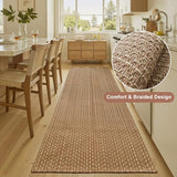 Tan Brown Boho Faux Jute Runner Rug 2x8 ft,Braided Non Slip Hallway Rug