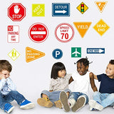 Zonon 15 Pieces Road Signs Wall Decal Traffic Street Sign Sticker Stop Street Transportation Construction Vinyl Car Wall Decals for Back to School Decor Kid Bedroom Classroom Bulletin Board Playroom