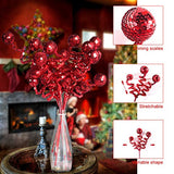6PC Set Red Christmas Tree Decoration Sequins Ball Curly Pick, Christmas Tree Decorations Christmas Tree Topper Star Home Office Perfect Party Decorations Gifts