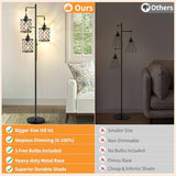 Dimmable Floor Lamp, Farmhouse Standing Lamp with Elegant Metal Cage, Industrial Tall Tree Floor Lamps for Living Room Bedroom Study Room Office, 3 x 800LM LED Bulbs Included - 68", Black