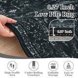 Distressed Black Rugs for Living Room 6x9, Low Pile Thin Area Rugs for Bedroom Manchine Washable Non Slip, Dark Medallion Pinted Carpet for Dining Room Guest Room Home Office