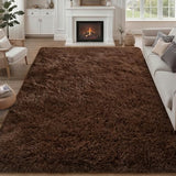 9x12 Area Rug Living Room Bedroom: Fluffy Plush Shag Carpet Brown