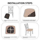 4PCS Dining Chair Covers for Dining Room Bamboo Board Texture Chair Seat Cover Stretch Parsons Chair Slipcover Removable Washable Seat Cushion Slipcovers Cover for Kitchen Office