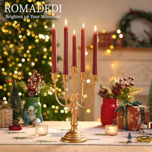 Romadedi Gold 5 Arm 11.8" Candelabra Candle Holders