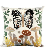 Embroidered Throw Pillow Cover, 20x20 Inch, Butterfly Moon