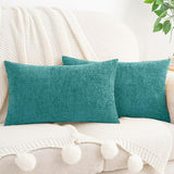 HWY 50 Throw Pillow Cover 12x20 Inch Soft Chenille Teal Pack of 2