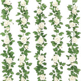 ZIFTY 5Pcs 32.5FT Flower Garland Artificial Rose Vine White Fake Silk Floral Hanging for Wedding Arch, Garden Tea Party Backdrop Room Decor and Home Decoration Outdoor Wall Decor