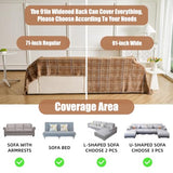 Couch Cover for Dogs Washable Sofa Cover, Sectional Couch Covers, Sofa Covers for 2 Cushion Couch, Non Slip Stripe Sofa Slipcovers Furniture Protector (Brown Checkered 71x134)