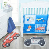 Hand Tufted Police Car Bedroom or Bathroom Rug - 30x20 in; 100% Cotton Kids Bathroom Mat; Decorative Kids Area Rug