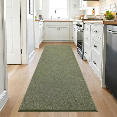 ISEAU 2x8 Soft Runner Rug for Hallway, Washable and Non-Slip, Green