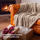 Bedsure Checkered Soft Cozy Twin XL Blanket for Bed, Light Brown, 66"×90"
