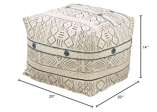 SARO LIFESTYLE Light Mudcloth Pouf