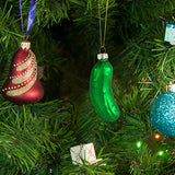 Ornativity Christmas Pickle Tree Ornament - Traditional Glass Blown Green Pickles Hanging Pickle Xmas Holiday Ornaments Decor 3.5" Pack of 4