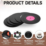 6pcs Funny Retro Vinyl Record Coasters for Drinks Creative Music Drink Coasters for Music Lovers Home Decor Housewarming Gift Wedding Gift Ideas