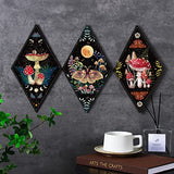 Sintuff 6 Pieces Gothic Wall Decor Boho Sun Moon Phases Wall Art Gothic Minimalist Stars Sun Hanging Wooden Home Decor Farmhouse Pediments for Gallery Living Bedroom Room(Mushroom)