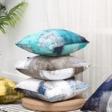 Set of 2 Turquoise and Grey Art Artwork Contemporary Decorative Gray Home Decorative Throw Pillow Covers Cushion Covers for Bedroom Sofa Living Room 18X18 Inches