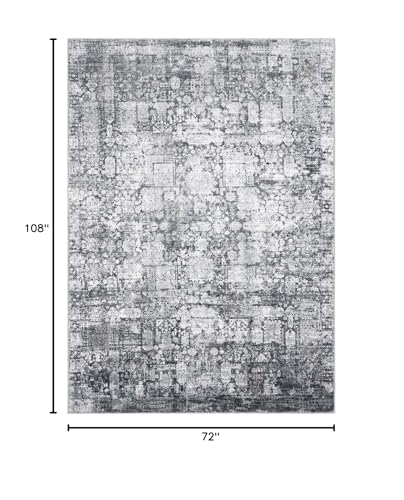 Area Rug 6×9, Large Vintage Boho Rug,Ultra-Soft Low Pile, Washable, Non Slip,Stain Resistant, Printed Carpet for Living Room Bedrooms Playroom Office Kitchen, Dark Stone