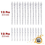 Twisted Clear Glass Icicle Christmas Ornaments for Christmas Trees - Set of 24 Icicles Christmas Tree Decorations - Christmas Tree Ornaments Crystal