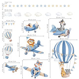 decalmile Blue Hot Air Balloon Animals Wall Decals Airplane Animals Giraffe Lion Fox Wall Stickers Baby Nursery Kids Bedroom Living Room Wall Decor