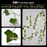 suddus Fake Vines with Lights Battery Operated, 20 LED 6.56FT Ivy Garland Fairy Lights with Timer, Leaf String Lights for Bedroom,Room,Window,Wall,Party,Garden,Wedding Indoor Decor (Warm White)