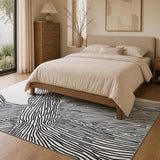 6x9 Ft Washable Area Rug, Black and Cream White Zebra Rug for Living Room