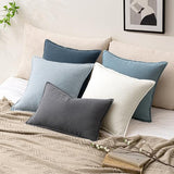 26x26 Inch Set of 2 Euro Sham Decorative Linen Solid Throw Pillow Covers Boho Accent Farmhouse Pillowcases Modern Netural Home Decor for Bed Couch Sofa Living Room,Cream White