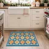 Blue Christmas Rug 2x3, Washable Rug for Entryway, Checkered