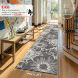 Findosom Hallway Runner Rug 2x10, Non Slip High-Low Textured Floral Washable Runner Rug with Rubber Backing, Boho Carpet Runner for Kitchen, Entryway, Bedroom, Laundry, Gray