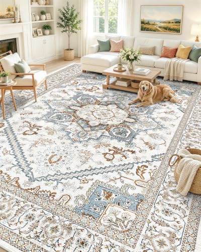 OLANLY 9x12 Washable Area Rug, Soft Non Slip Carpet for Bedroom Living Room