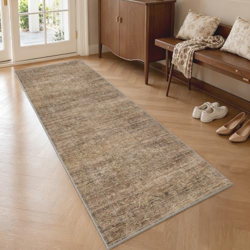 FMFUNCTEX 2x8 Hallway Runner Rug Washable Terracotta Neutral Vintage Retro