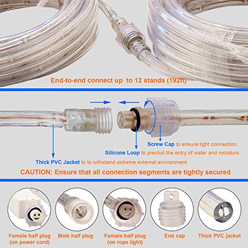 Rope Lights, 16Ft Waterproof Connectable Strip Lighting Blue, Indoor Outdoor Mood Lighting for Home Christmas Holiday Garden Patio Party Decoration