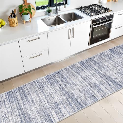 2x10 Runner Rug Non Slip,Washable Hallway Runner Rug,Blue