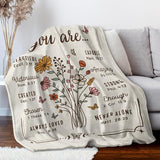 Christian Gifts for Women, Christian Floral Throw Blanket, Birthday Religious Gifts for Women Friendship, Inspirational Scripture Faith Gift for Friend, Sister, Mom, Daughter (50'' x 60'', Beige)