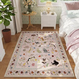 Rugcomf Area Rug 3x5 Washable Non Slip Floral Animal Cat, Pink