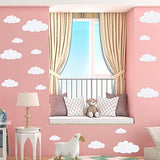 31pcs Big Clouds Vinyl Wall Decals DIY Wall Sticker Removable Wall Art Decor 4-10 inch for Living Room Nursery Kids Room(White)