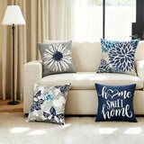Decorative Throw Pillow Covers Set of 4 Blue Pillow Covers 18x18 inch Throw Pillow Cases Linen Square Pillow Case,Farmhouse Outdoor Modern Boho Pillow Covers for Couch Sofa Living Room