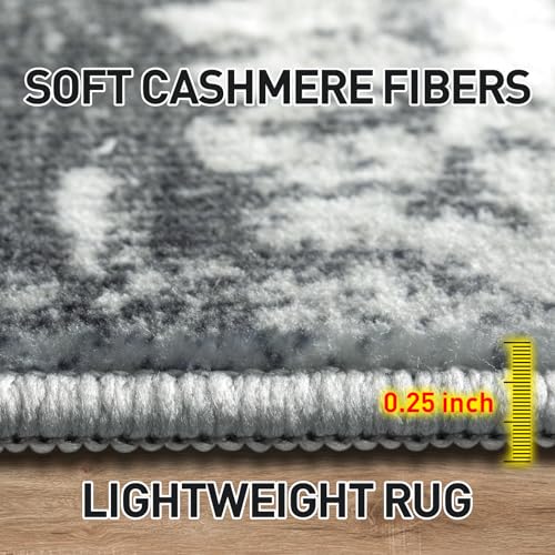 8x10 Area Rugs Washable Rug: Large Modern Abstract Living Room Rug Soft Anti-Skid Thin Carpet Indoor Floor Non-Shedding Carpets for Bedroom Dining Farmhouse Nursery Home Office Black Grey Gold