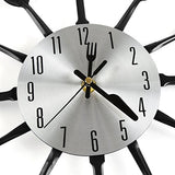 16 Inch Cutlery Kitchen Wall Clock - Silent Non-Ticking, Battery Operated, Fork & Spoon Design for Home, Dining Room Decor, for Mom, Wife, Cooking Lovers