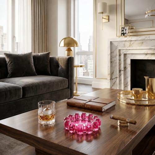 Chic Red Bubble Glass Candle Dish – Modern Clear Glass Candle Holder for Tealights & Diffusers, Decorative Tray for Home & Tabletop Decor（1 Pack）